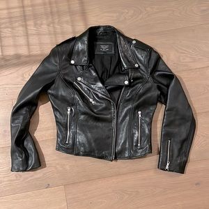 Zara 100% Genuine Sheep Leather Motorcycle Jacket